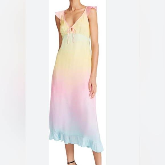 Betsey Johnson Dresses & Skirts - Betsy Johnson Rainbow Sunrise Maxi Ankle Dress  in Ladies Size S NWT